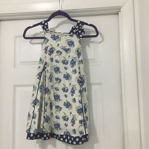 Blue and cream mixed print girls dress size 5